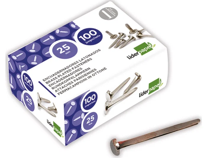 Liderpapel Encuadernadores niquelados n.5 25 mm caja de 100 unidades
