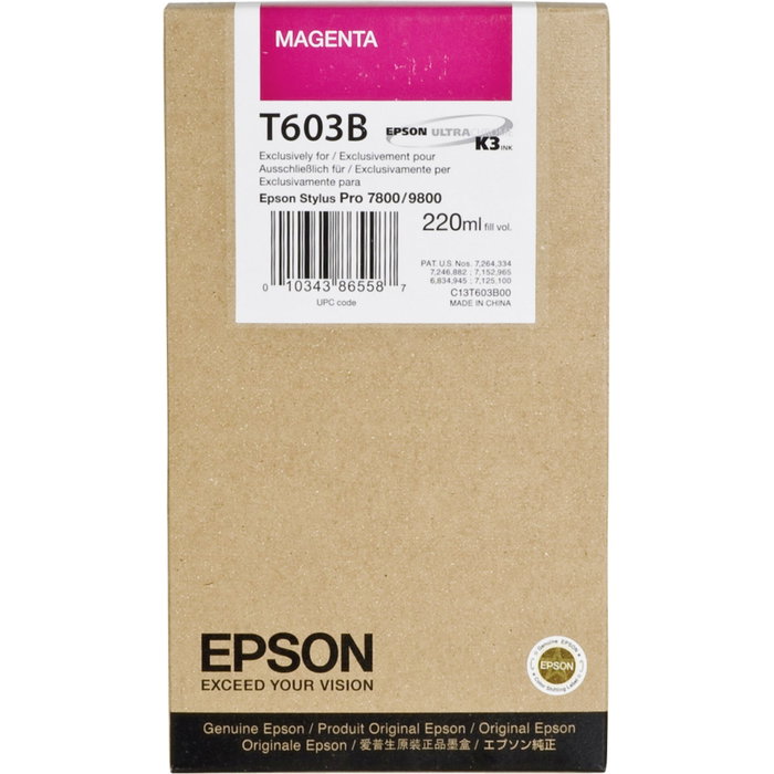 Epson T603B00 Cartucho de tinta Magenta 220ml Epson T603B00 Cartucho de tinta Magenta 220ml