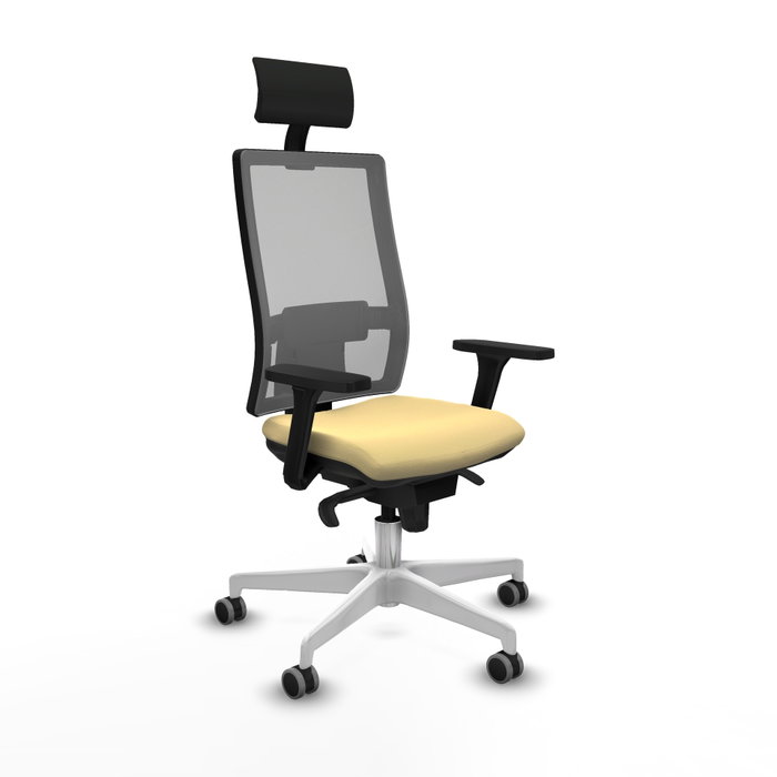 PIQUERAS Y CRESPO Silla de oficina Horna con Mecanismo Sincro, Similpiel Crema y Malla Gris PIQUERAS Y CRESPO Silla de oficina Horna con Mecanismo Sincro, Similpiel Crema y Malla Gris