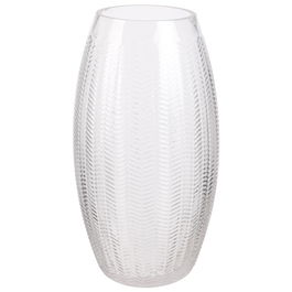 Home Deco Factory Jarrón Magnolia Transparente con Relieve de Espigas Altura 30 cm