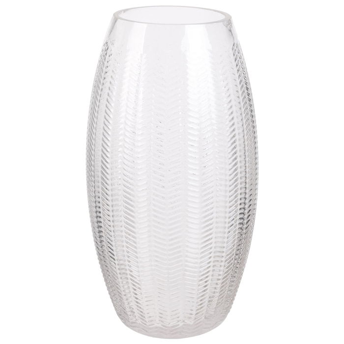 Home Deco Factory Jarrón Magnolia Transparente con Relieve de Espigas Altura 30 cm Home Deco Factory Jarrón Magnolia Transparente con Relieve de Espigas Altura 30 cm