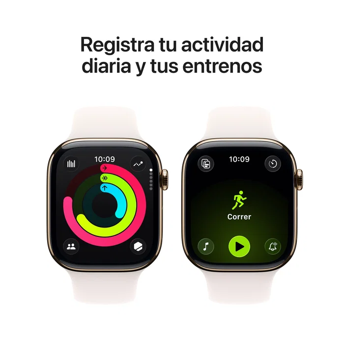 Apple Watch Series 11 GPS + Cellular 46mm Titanio Dorado Correa Deportiva Rosa Rubor M/L