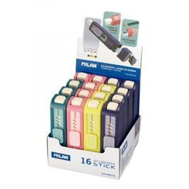 Milan BNM10236 Afilador Stick Colores Surtidos Pastel Caja Expositora 16 Unidades