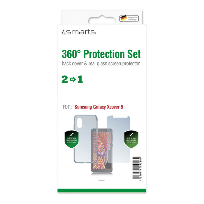 4smarts 493048 Protector de Pantalla 360 Protection Set para Samsung Galaxy Xcover 5, Transparente, 5 Piezas