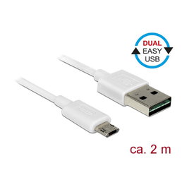 DeLOCK Cable USB 2.0 Tipo-A a Micro-USB B 2 m Blanco