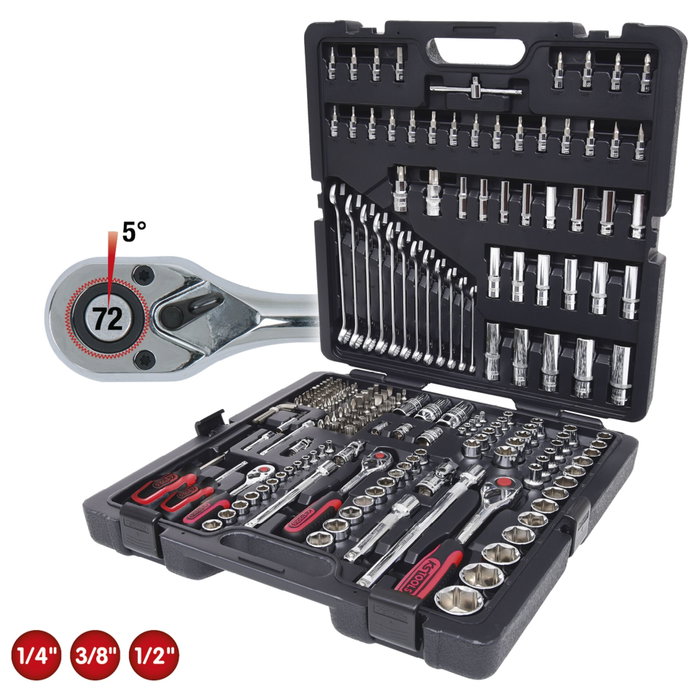 KS Tools Juego de llaves de vaso CHROMEplus 1/4 +3/8 +1/2 de 216 piezas