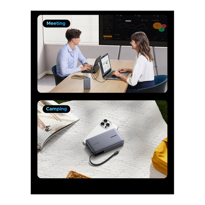 Ugreen Powerbank PB551 20000mAh 145W con cable USB-C integrado, Gris Ugreen Powerbank PB551 20000mAh 145W con cable USB-C integrado, Gris