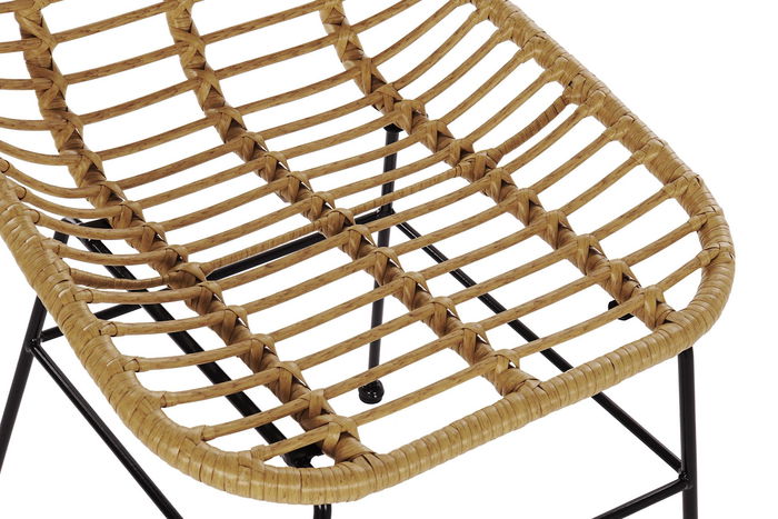 DKD Home Decor Silla Terraza Y Jardin Natural Negro 56 x 91 x 49 cm Ratan Sintetico Metal