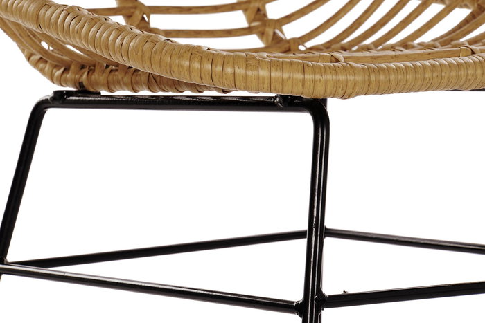 DKD Home Decor Silla Terraza Y Jardin Natural Negro 56 x 91 x 49 cm Ratan Sintetico Metal
