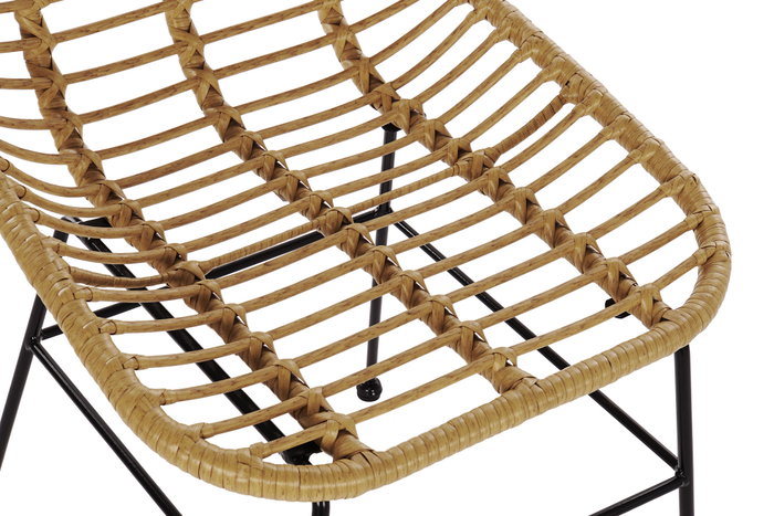 DKD Home Decor Silla de Ratán Sintético y Metal Natural, Pack de 2