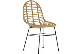 DKD Home Decor Silla Terraza Y Jardin Natural Negro 56 x 91 x 49 cm Ratan Sintetico Metal