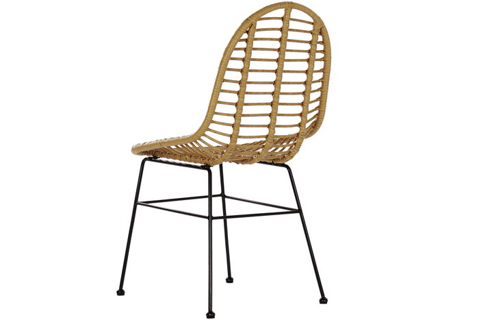 DKD Home Decor Silla de Ratán Sintético y Metal Natural, Pack de 2