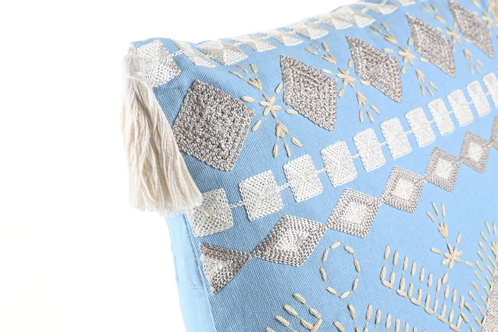 DKD Home Decor Cojin Azul Blanco 40 x 40 x 15 cm
