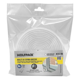 WOLFPACK LINEA PROFESIONAL Burlete de Espuma Blanco 8 m x 6 mm x 15 mm
