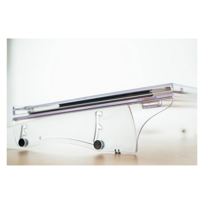 BakkerElkhuizen FlexDesk 640 ComfortRead BNEFDESK640CR Reposapiés Ajustable en Altura 110-180 mm Superficie Antideslizante, Color Gris claro/Transparente