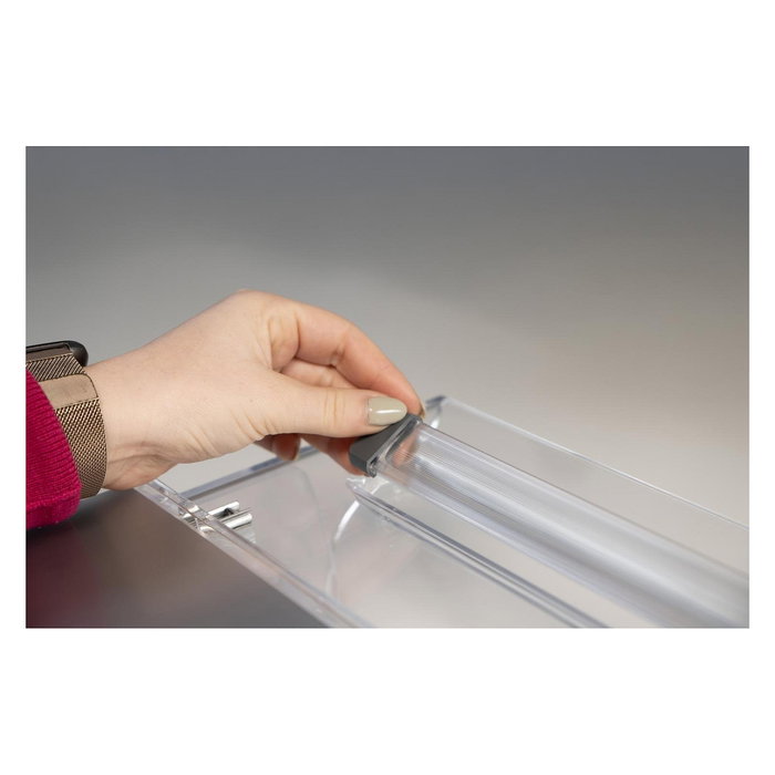 BakkerElkhuizen FlexDesk 640 ComfortRead BNEFDESK640CR Reposapiés Ajustable en Altura 110-180 mm Superficie Antideslizante, Color Gris claro/Transparente