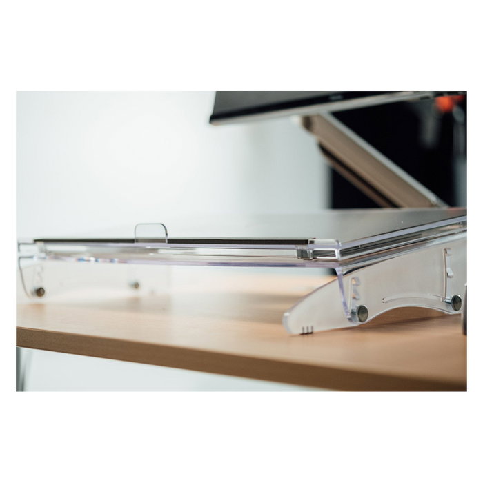 BakkerElkhuizen FlexDesk 640 ComfortRead BNEFDESK640CR Reposapiés Ajustable en Altura 110-180 mm Superficie Antideslizante, Color Gris claro/Transparente