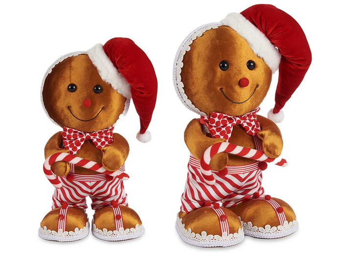 KRIST+ Figura Galleta Jengibre con Bastón Caramelo 33 cm Plástico y Tejido Rojo Marrón (Set de 4) KRIST+ Figura Galleta Jengibre con Bastón Caramelo 33 cm Plástico y Tejido Rojo Marrón (Set de 4)