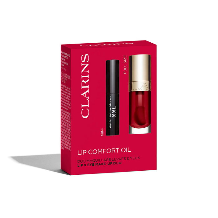 Clarins Lip Comfort Bálsamo Labial con Pigmento Estuche 2 pz, 03 Cherry 7ml + Mascara de Pestañas 3ml