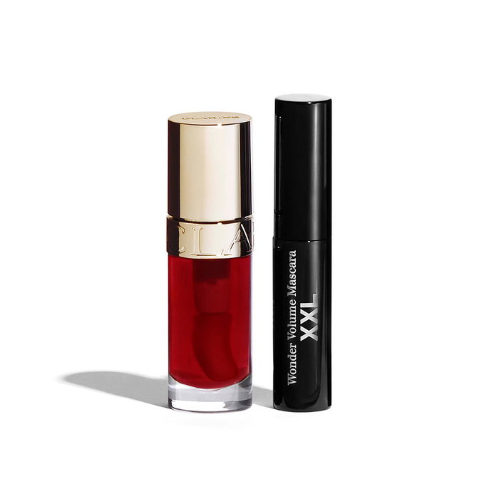 Clarins Lip Comfort Bálsamo Labial con Pigmento Estuche 2 pz, 03 Cherry 7ml + Mascara de Pestañas 3ml