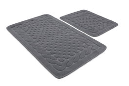 Mijölnir Juego Alfombrillas Baño Algodón 100% Gris 1600 gr/m² Antideslizante Antibacteriano Suave Lujoso