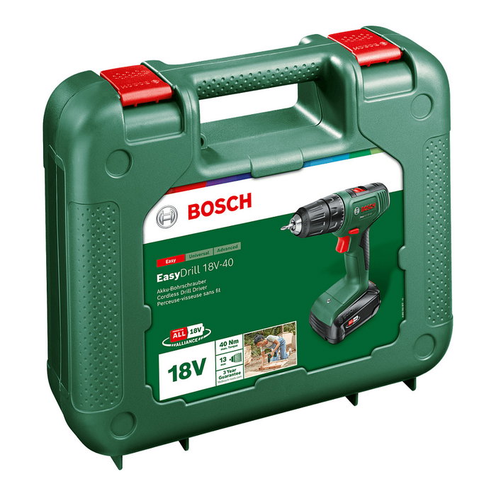 Bosch Taladro Atornillador EasyDrill 18V-40 con 1 Batería 2.0Ah y Cargador AL 18V-20