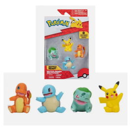 Jazwares Pack 4 Figuras Pokémon Iniciales Kanto con Pikachu, Figuras de Colección de 5 cm