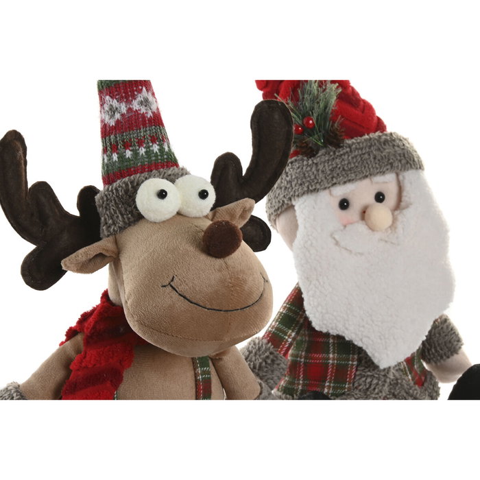 DKD Home Decor Figuras de Poliéster Navidad Alpina 2 Piezas Rojo y Verde