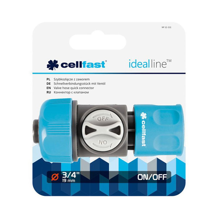 Cellfast Conector rápido de manguera con válvula 3/4 pulg Cellfast Conector rápido de manguera con válvula 3/4 pulg