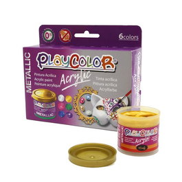Pintura Acrilica Playcolor Metalic Surtido Caja De 6 Colores 40 Ml