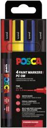 Marcador T.Opaca No Perm. Uni Posca 0,9 (Pc-3M) Colores Basicos Estuche De 4