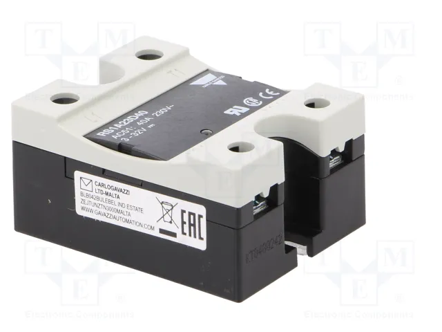 CARLO GAVAZZI RS1A23D40 Relé semiconductor monofásico 40A 42-265VAC CARLO GAVAZZI RS1A23D40 Relé semiconductor monofásico 40A 42-265VAC