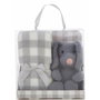 Creaciones Llopis Set de Manta Cuadros Gris 90 x 75 cm + Perro 26 cm
