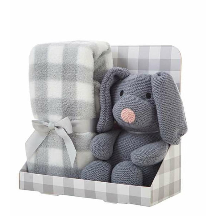 Creaciones Llopis Set de Manta Cuadros Gris 90 x 75 cm + Perro 26 cm Creaciones Llopis Set de Manta Cuadros Gris 90 x 75 cm + Perro 26 cm