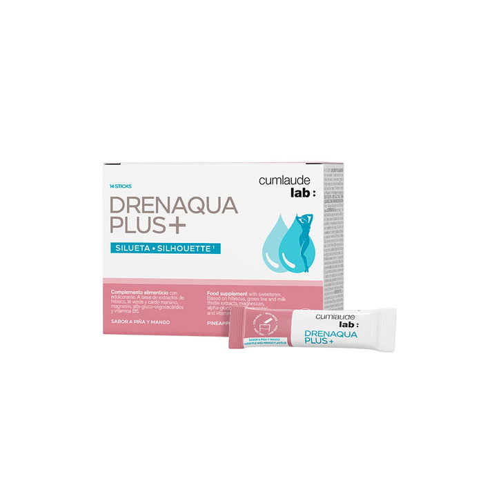 Cumlaude Lab Drenaqua Plus+ Sticks 14 ud - Suplemento para el drenaje de líquidos con té verde, cardo mariano, magnesio y vitamina B6