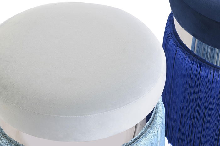 DKD Home Decor Reposapiés Atlantico Azul Marino y Azul Celeste Poliéster y Metal 35 x 41 x 35 cm (2 Unidades)