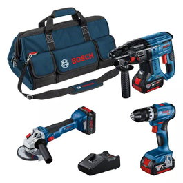 BOSCH Kit de 3 herramientas 18V con 2x5Ah+1x5,5Ah