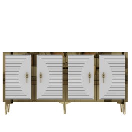 Hanah Home Consola Zafiro, Blanco, Dorado 150x75x32 cm