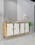 Hanah Home Consola Zafiro, Blanco, Dorado 150x75x32 cm