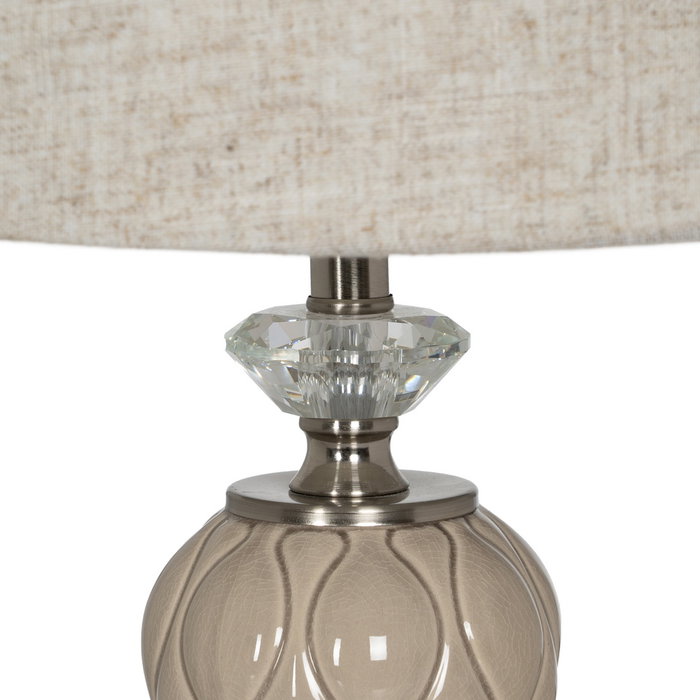 Lámpara Mesa Beige-Plata Cerámica-Metal 30 X 30 X 48 cm