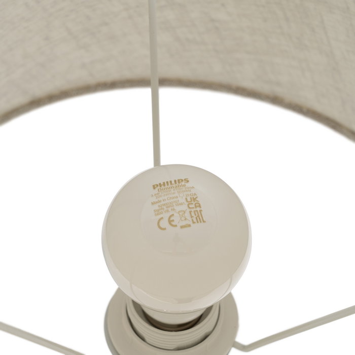 Lámpara Mesa Beige-Plata Cerámica-Metal 30 X 30 X 48 cm