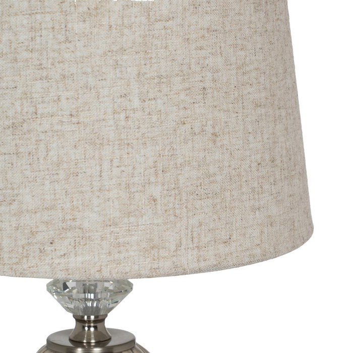 Lámpara Mesa Beige-Plata Cerámica-Metal 30 X 30 X 48 cm