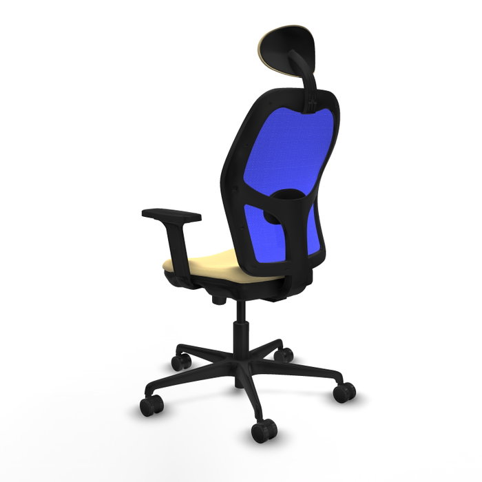 PIQUERAS Y CRESPO Silla de oficina Jorquera con mecanismo Sincro/Traslack, Similpiel Crema y Malla Azul