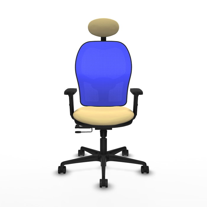 PIQUERAS Y CRESPO Silla de oficina Jorquera con mecanismo Sincro/Traslack, Similpiel Crema y Malla Azul
