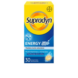 Supradyn Energy 50+ Comprimidos Efervescentes Multivitamínico Energético 30 u para Hombres y Mayores de 50 Años con 12 Vitaminas, 9 Minerales y Polifenoles de Aceite de Oliva