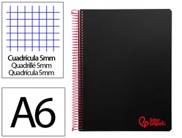 Liderpapel Cuaderno Espiral A6 Micro Wonder Tapa Plástico 120 Hojas 90 Gr Cuadro 5mm 4 Bandas Color Negro