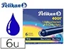 Pelikan TP6 Tinta Estilografica Azul/Negro Caja de 6 Cartuchos