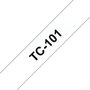 Brother TC-101 Cinta de etiquetas laminada de 12 mm, Negro sobre transparente
