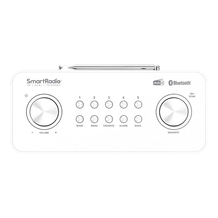 Kenwood CR-ST100S-W Radio Internet/DAB+/FM con Bluetooth, Altavoces 20W, WiFi, Pantalla 2.4", USB, Alarma, Color Blanco
