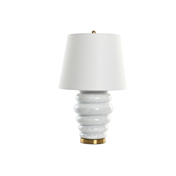 DKD Home Decor Lámpara de Sobremesa de Cerámica y Algodón Blanco y Dorado DKD Home Decor Lámpara de Sobremesa de Cerámica y Algodón Blanco y Dorado